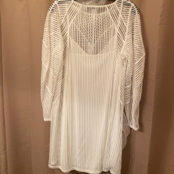 NWT BCBG Striped Mesh Shift Dress Optic White - M - Picture 6 of 6